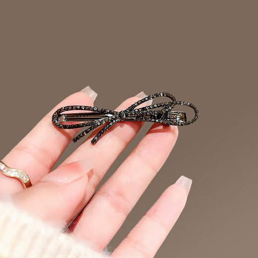 High-grade velvet black hairpin bow forehead broken hairpin hairpin bangs new side temperament duckbill black bow hairpin pair A-15