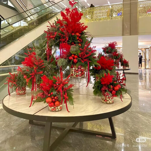 CLCEY酒店大堂圆桌宾馆花瓶桌装饰花艺摆件前台仿真插花商场大型假花台 11150直径
