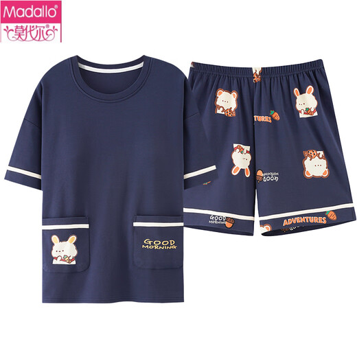 莫代尔夏季女士胖短袖睡衣套装家居服可外穿纯棉卡通可爱学生春秋 KNC3519 M
