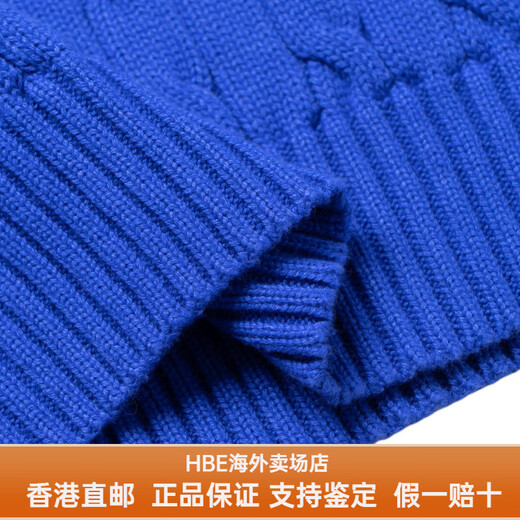 Polo Ralph Lauren拉夫劳伦女士毛衣纯色粗绞花V领针织毛衣女士送女友男友 宝蓝色 M