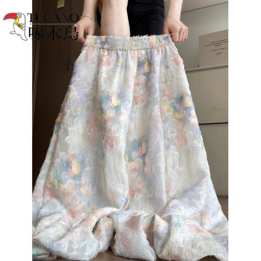 啄木鸟（TUCANO）2025夏季新款法式莫奈花园碎花蕾丝花苞裙女小众设计感伞裙半身裙 图片色 S