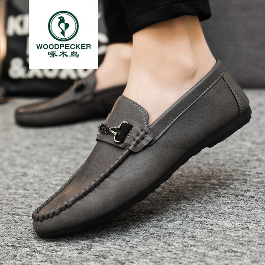 
Woodpecker versatile black work light new breathable men's shoes men's love bean shoes men's casual soft leather comfortable D826 black 41