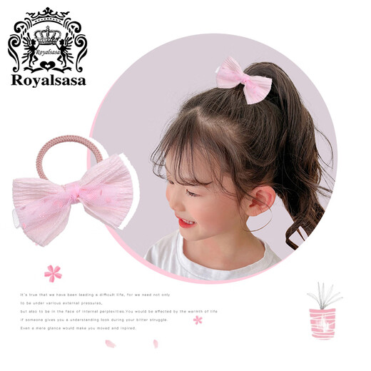Royal sasa royal salsa Korean bow hair rope little girl ties hair rubber band does not hurt hair girls hairpin side clip