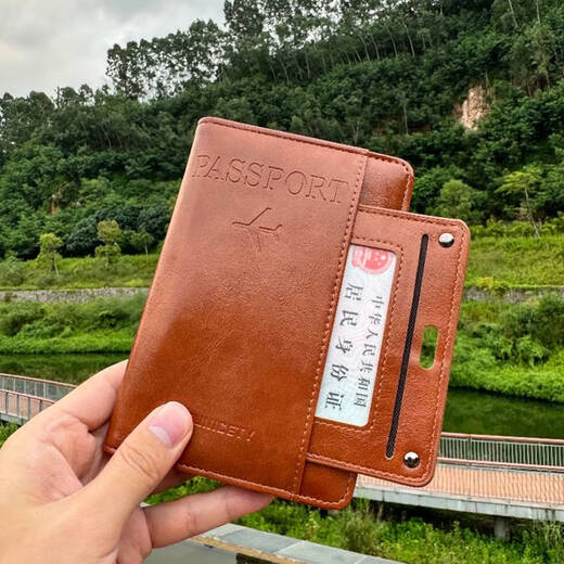 咏幻防盗刷件收纳包零包便携旅游出国留学护照包护照卡包 棕色出国旅行必入防盗刷