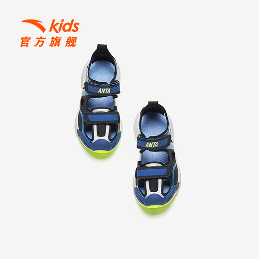 ANTA Children's Sandals Boys Beach Shoes 2025 Summer New Baotou Sports Shoes Student Running Shoes Frame Shoes Black/Bicheng Blue-4 Size 31