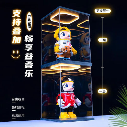 Acrylic return light display box is suitable for cool-point emerald phoenix crown metal puzzle three-dimensional model storage dust cover, matte black return light model 20x20x30cm display box only