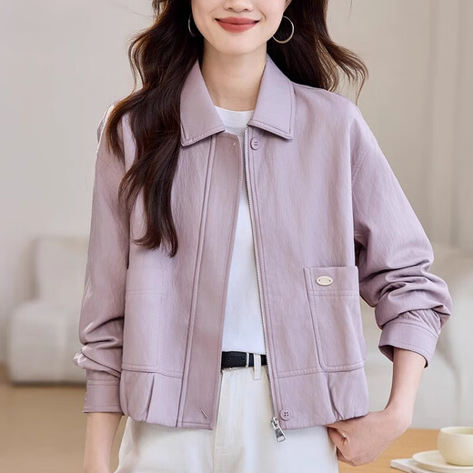 
ROMON (ROMON) jacket for women in spring and autumn 2025 new spring outfit, small and fashionable jacket, temperament, slim and versatile clothes, purple M