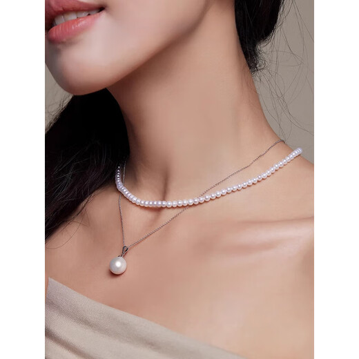 DL 1998 Fat Donglai Fat Donglai same style freshwater pearl pendant 925 silver cored 9-12mm round strong light treasure gift P silver 9-10mm