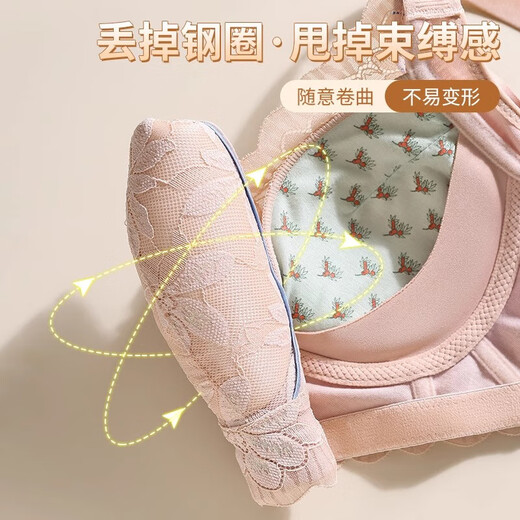 调整型内衣女聚拢上托防下垂小胸专用性感显大文胸收副乳矫正胸罩 香槟色 2XL 【40/90C薄杯0.3cm】