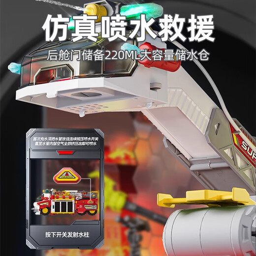 Tashi Kobabe Kinderfeuerlegungsauto Multifunktion Rennrettungsfahrzeug Flugzeug spielen Spielzeug mit Geräusch und Licht, die Jungen spritzen