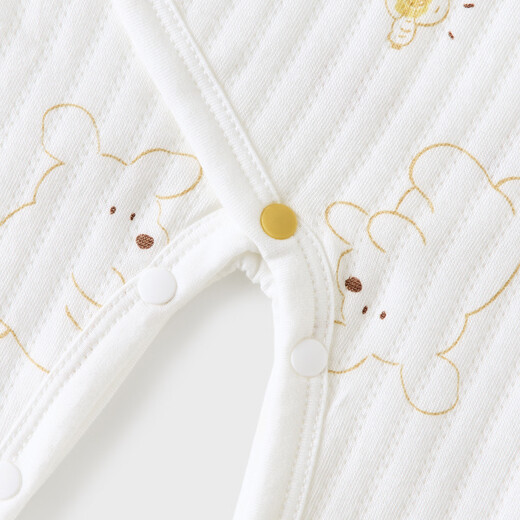 童泰（TONGTAI）婴儿连体衣秋冬季纯棉保暖新生儿衣服宝宝蝴蝶哈衣爬服黄色52cm