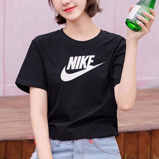 Nike (NIKE) women's sports suit 25 summer new comfortable and breathable classic short-sleeved T-shirt loose five-quarter pants shorts two-piece set casual T-shirt + loose five-quarter pants S