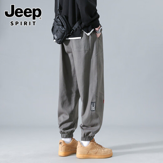 Jeep (Jeep) Рабочие штаны для мужского летнего нового стиля. Связывание штанов чистые хлопковые спортивные штаны свободная весна и осенние повседневные американские спортивные брюки.