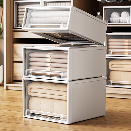 Nengji Kitchen RANGEC storage box drawer clothes finishing box transparent plastic clothing storage box wardrobe layered artifact storage box C3523 depth 45 width 35 height 23 meters gray transparent one-pack