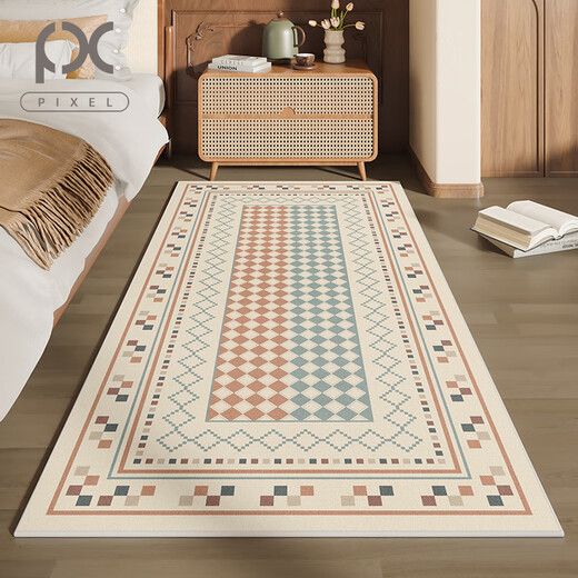 Pixel Carpet Chambre de chevet Tapis de chevet French Retro Rétro Chambre de salle de bain Non-Care Salon Sanonoferfing Padfing épaissis des tapis de plancher antidérapant Double ombre-12347 140cm * 200cm