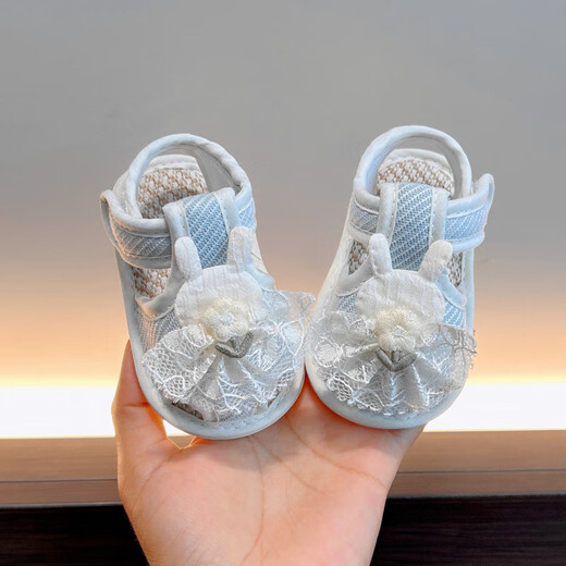 Midur Baby Girl Summer Dünne Sandalen 0-3-6 Monate Baby Girl Stieftuch Stoff Sohle Schuhe Neugeborene Sohle Sohle Schuhe 8 Pink (Mengying Sandalen-Blütenrock Kaninchen) 11,5 m (innere Länge 11,5 cm empfohlen Mai bis Oktober))