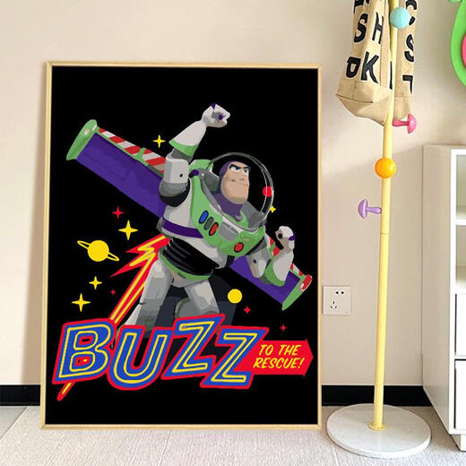 三栖虎玩具总动员巴斯光年数字油画diy填充填色手工绘画画卡通装饰挂画 qx14225 30*40cm加厚内框