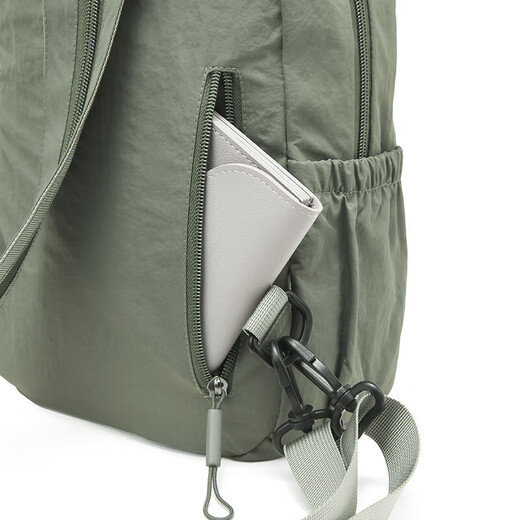 Women's backpack lightweight nylon small schoolbag simple and versatile backpack crossbody bag khaki