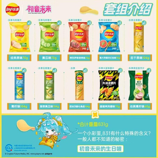 Lay's Hatsune Miku x Potato Chip Gift Box Multi-Flaul Plush Pac