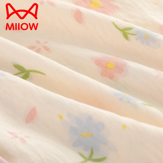 猫人（MiiOW）棉绸睡裤夏季女款2025新款薄款大码可外穿遛弯裤休闲碎花家居短裤 DK689+DK690【两件更】 L 165 100-120