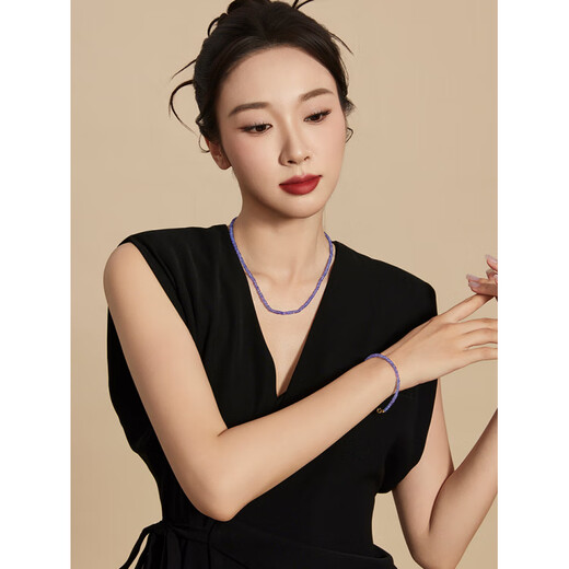 DL 1998 Fat Donglai same style tanzanite necklace jewelry Ziqi Donglai necklace 18K gold faceted clavicle necklace 3-4mm 42cm