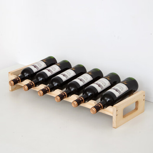 Jingmengyuan solid wood red wine rack home creative wine rack wine bottle rack red wine display rack storage wine cabinet decorative ornaments one layer seven bottles of wood color