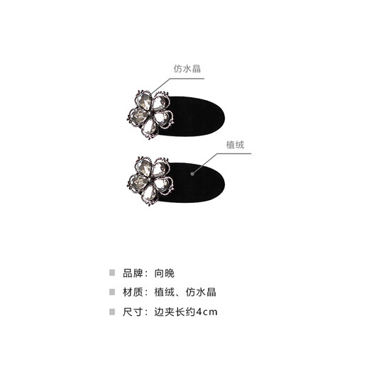 Xiang Wan Hair Clips 2 Pack Crystal Flower Bangs Clips Women's Side Clips Broken Hair Clips Exquisite Hair Clips Women's Headwear