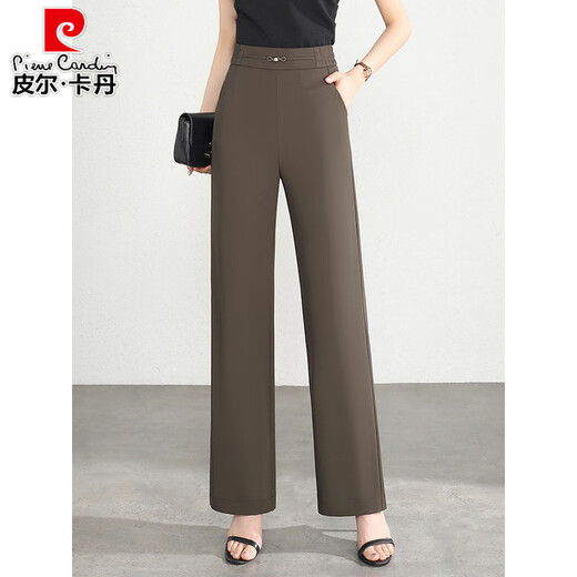 Pier Cardin Elástico Pantalones sueltos de la cintura alta de mediana edad Pantalones rectos de las mujeres de las mujeres primavera y verano Nuevos pantalones de pierna ancha estrechas Pantalones casuales Color de albaricoque (9221) l 28 (circunferencia de la cintura 2 pies 1)