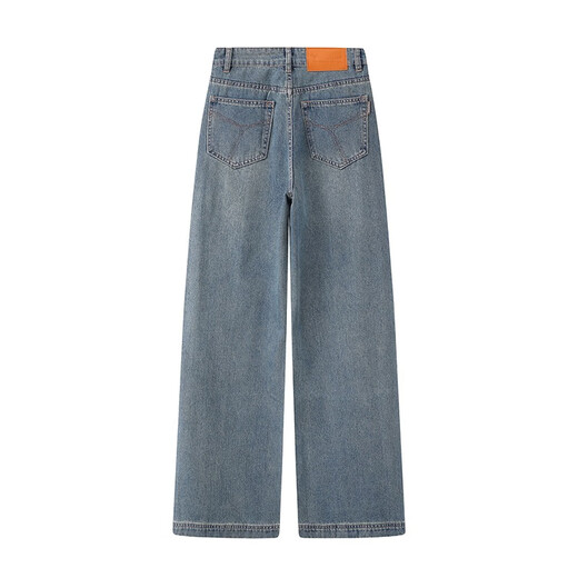 
UHFR Enos Jiaying official flagship store 2025 summer new American high waist wide-leg straight jeans for women 1098 denim blue 1098 S