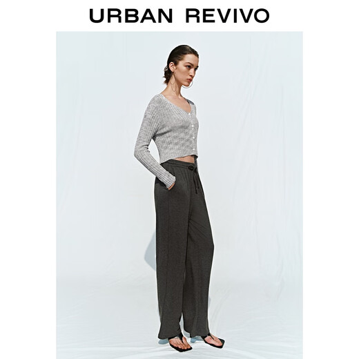 UR2025 été nouveau décontracté Simple taille élastique cordon jambe large pantalon UWB650002 gris foncé fleuri gris M