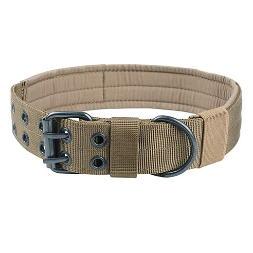 OIMG dog collar dog chain large dog medium-sized dog non-injury neck collar canvas Samoyed native dog collar large dog special khaki color XL code 70-120Jin Jin is equal to 0.5 kg within