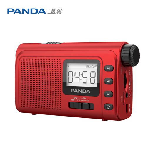 Panda (PANDA) 6243 radio full-band portable lighting plug-in card small elderly flashlight car spare semiconductor red