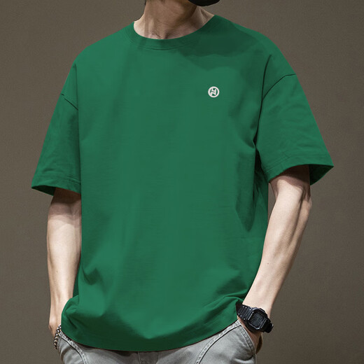 Pang Donglai DL trendy American short-sleeved T-shirt men's summer pure cotton round neck versatile casual 2024 new fashion brand loose Hong Kong style T-shirt white-1365 short-sleeved-pure cotton S [Suggested 80-110Jin [Jin equals 0.5 kg]]