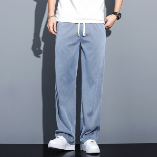 Gy Goldlion Jinlilai Tiansi Jeans Men's Black Trendy Brand Straight Men's Ice Silk Lignes larges simples et polyvalentes décontractées 1048 Gray M (100jin [Jin est égal à 0,5 kg])