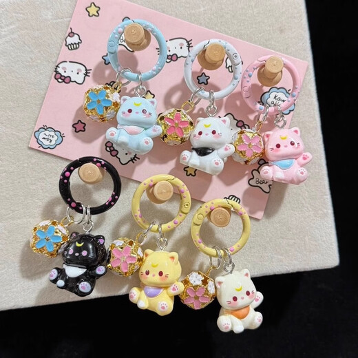 Cat Cartoon Keychain Student School Bag Cute Pendant Girl Bag Accessories Jewelry Girlfriend Gift Cat Cartoon Keychain-Pink-1 pc