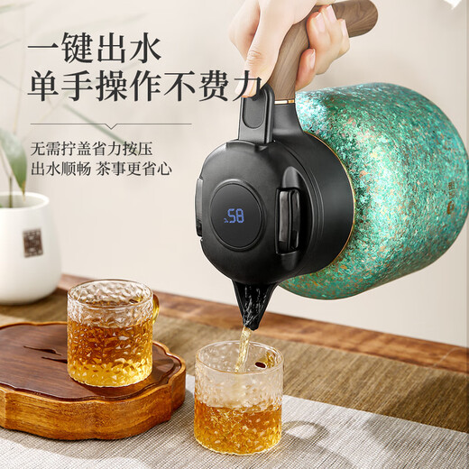 OIMG German high-end quality pure titanium stewed teapot with large capacity intelligent temperature display thermal insulation pot gift for home maintenance 9906 sea water blue 1600ml