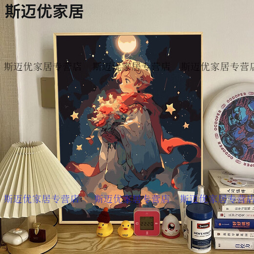 Little Prince Mi Lan und Rose Digital Ölmalerei DIY Füllungsfarbe handgemaltes Malerei Cartoon Acrylölmalerei Dekorative Malmalerei