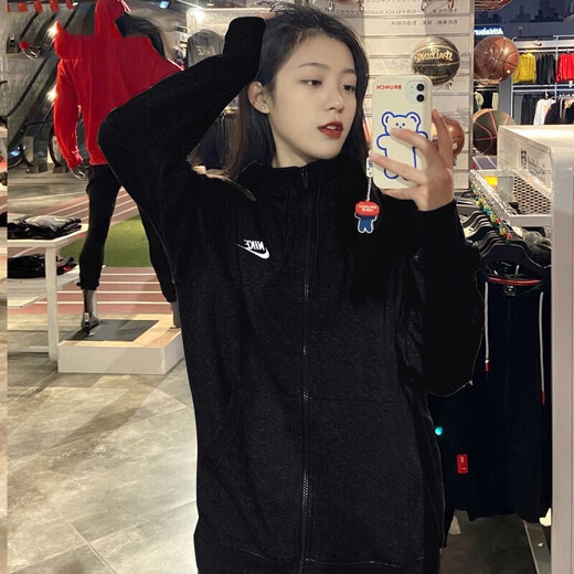 Nike (Nike) Offizielle Paarjacke, neue lässige, lockere Sportswear, das Training von Herren und Frauen mit Kapuze, Paar im schwarzen/einteiligen S-Stil [165-170 cm/90-110jin [Jin ist gleich 0,5 kg]]]
