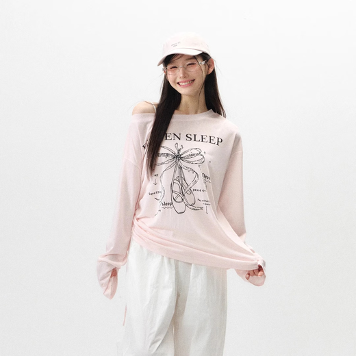 Mikrotransparenter Sonnenschutzbluse Langarmed T-Shirt für Frauen Sommer dünn gedruckt lose Schlank