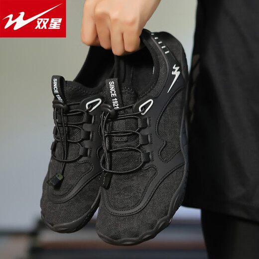 Double Star Fitness Shoes for Men and Women Summer Breathable Sports Skipping Rope Badminton Shoes Indoor Yoga Pilates Comprehensive Training Shoes Black 41