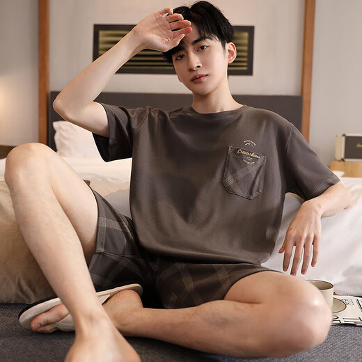 2025 Nuevo pijama de algodón de algodón de algodón de verano pantalones cortos de verano suelto de gran tamaño simple ropa para el hogar FDM6913 L