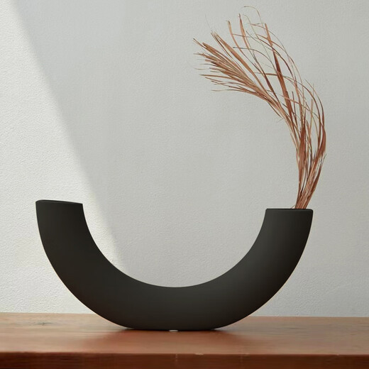Retro ceramic vase ornaments living room flower arrangement Wasabi air-dried flowers ins art creative black flower appliance wholesale HP1585B black