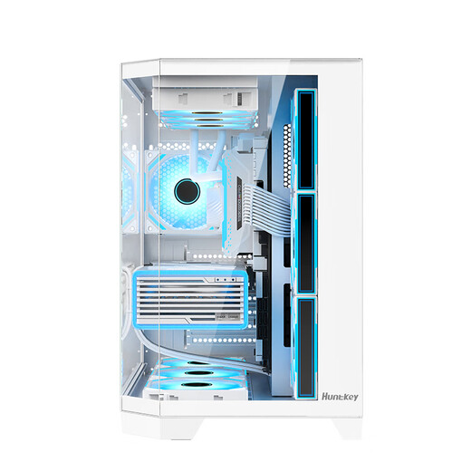 航嘉（Huntkey）S980龙卷风悦享版  360机箱无立柱海景房  S970暴风雪冰刃版电脑主机机箱（支持ATX主板/360水冷） S970暴风雪MAX冰刃版-白色 单机箱