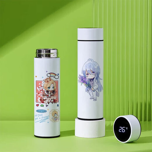 The Painted Traveler in Cheng Liu Time and Space Animation Peripheral Smart Thermos Cup Ain Luo Xia Ye Xuan Lu Chen Si Lan Water Cup Female Intelligent Thermometer Cup 480ml Customized with Pictures