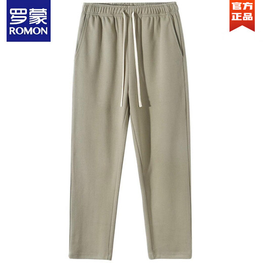 ROMON pants men's 300g heavyweight dark gray twill casual pants men's loose straight sports pants versatile spring and autumn navy 2XL recommended 136-150Jin Jin equals 0.5 kg