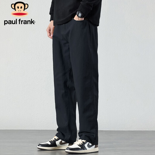 Paul Frank Casual Pants Men's Autumn and Winter Straight Pants Men's Simple Trendy Brand Korean Style Wide Leg Men's Pants Long Pants Black M