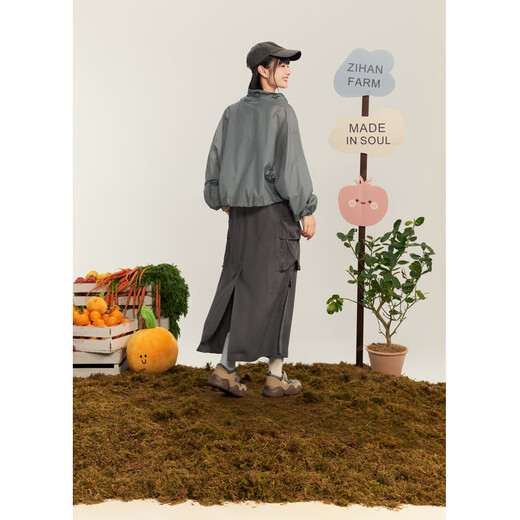 Zihan (ZIHAN) Zihan outdoor workwear style sun protection short coat vest splicing dress two-piece suit for women autumn gray M