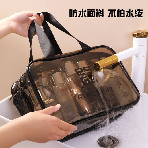 Xincong cosmetic bag women's portable 2025 new waterproof large capacity dry and wet separation cosmetics storage bag wash bag portable double layer dry and wet separation cosmetic bag thickened - medium gray