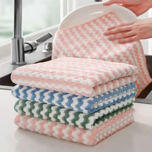 Rag absorbent dishcloth kitchen special towel thickened table scouring pad 3 pieces random color