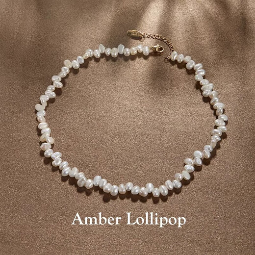 Amber Lollipop Wang Yuwen's same style pearl necklace ladies misaligned clavicle chain anniversary birthday gift for girlfriend and wife